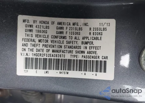 2014 Honda Accord Sport from USA, damaged, VIN 1HGCR2F52EA083970